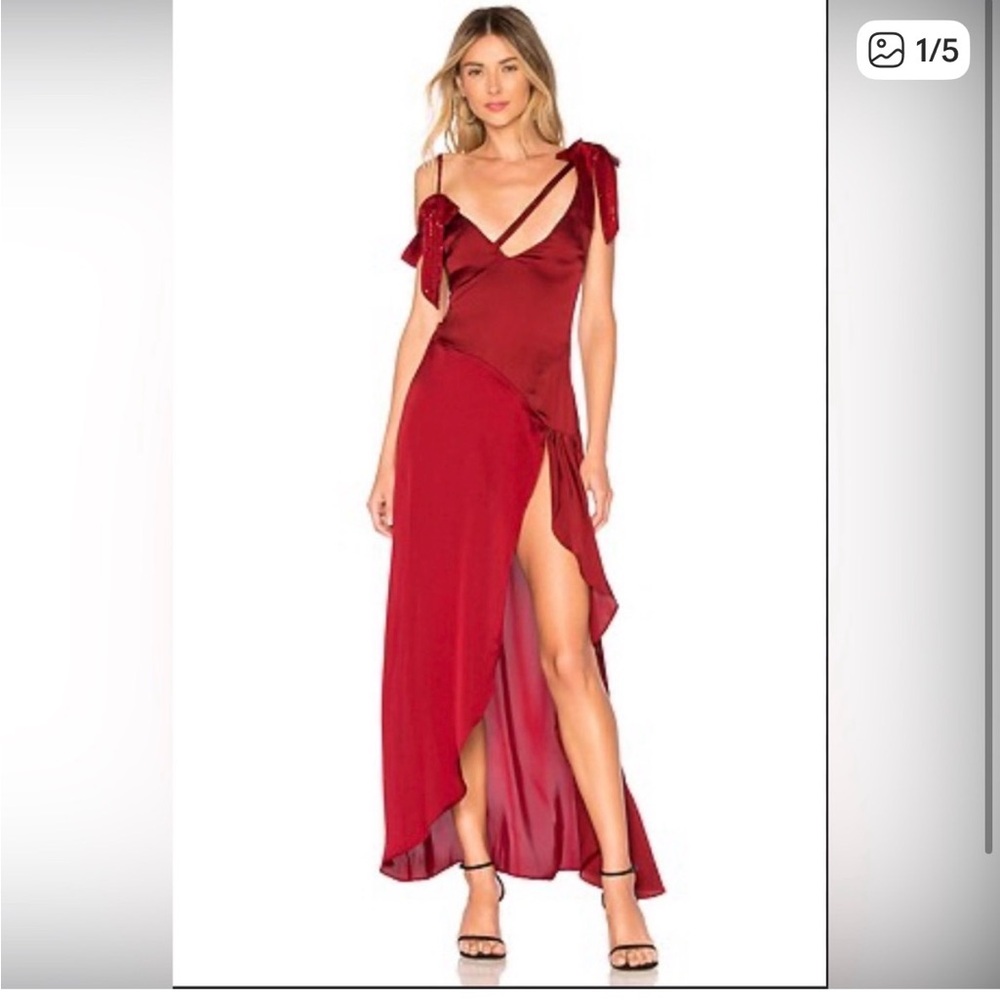 For Love And Lemons Burgundy High Low Dress